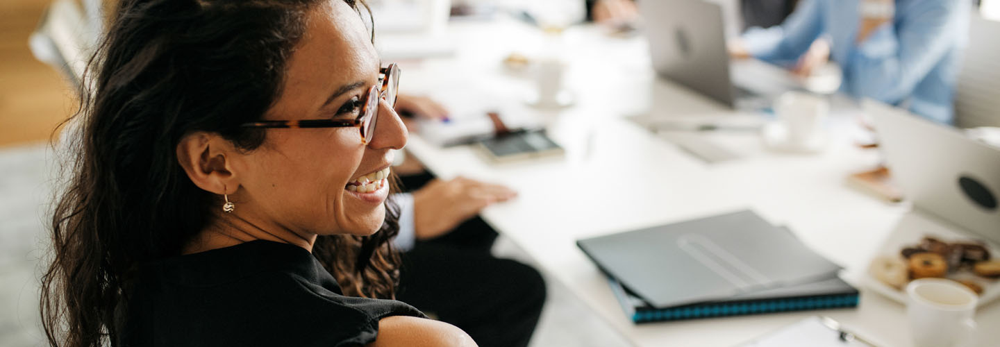 Woman in office meeting